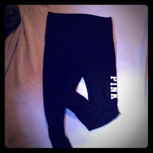 PINK yoga pants with lattice bottom